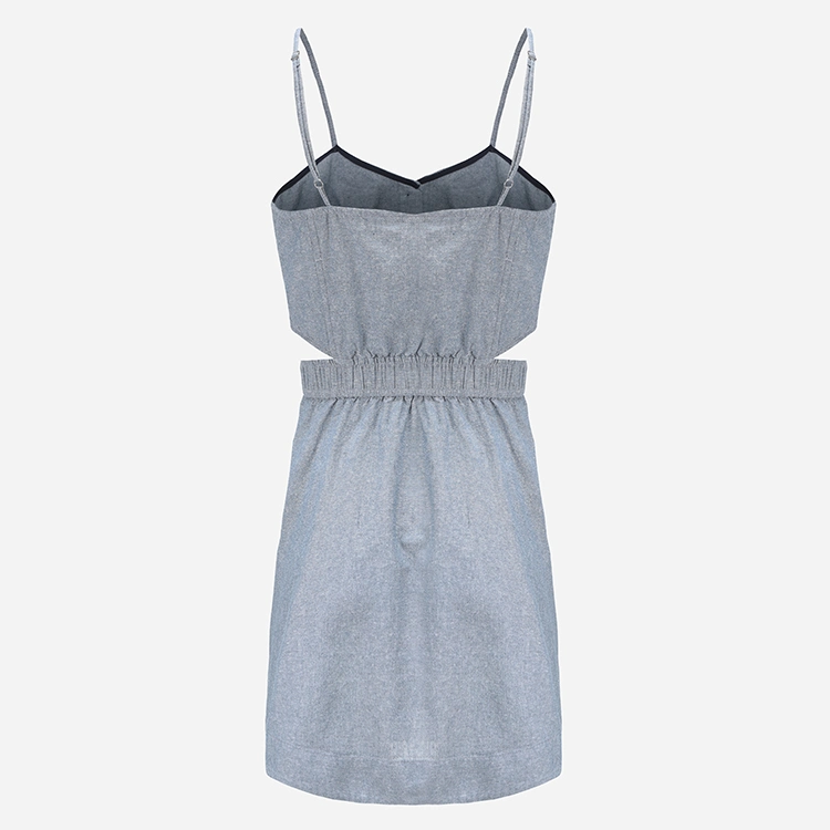 Light Blue Chambray Halter Top Sexy Mini Dress