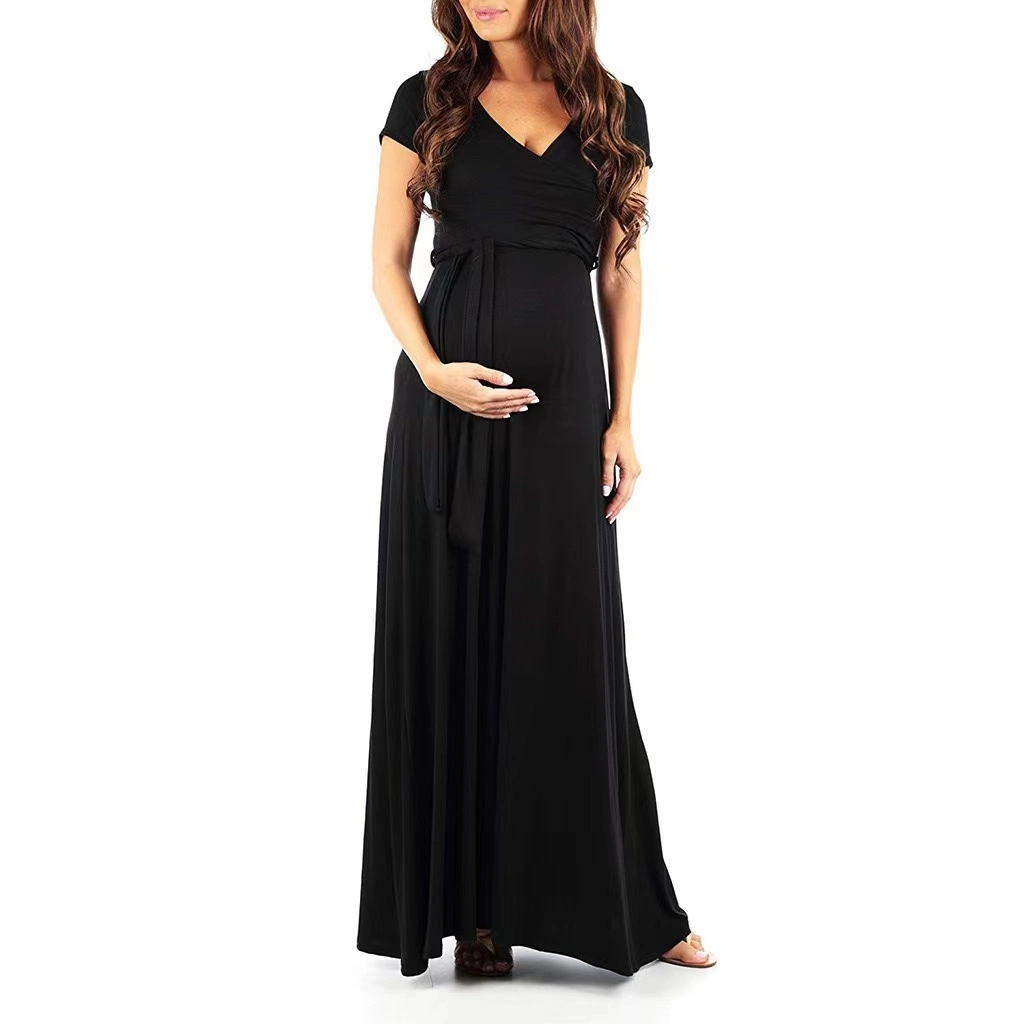 Maternity Gown Maxi Dress V Neck Women Clothes Photography Pregnancy Dress