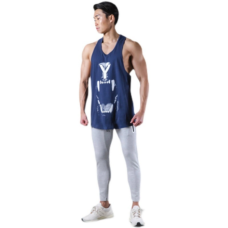 Personalized Print Casual Workout Clothing Singlet Plain Solid Moisture-Wicking Gym Fitness Stringer Tank Top for Men