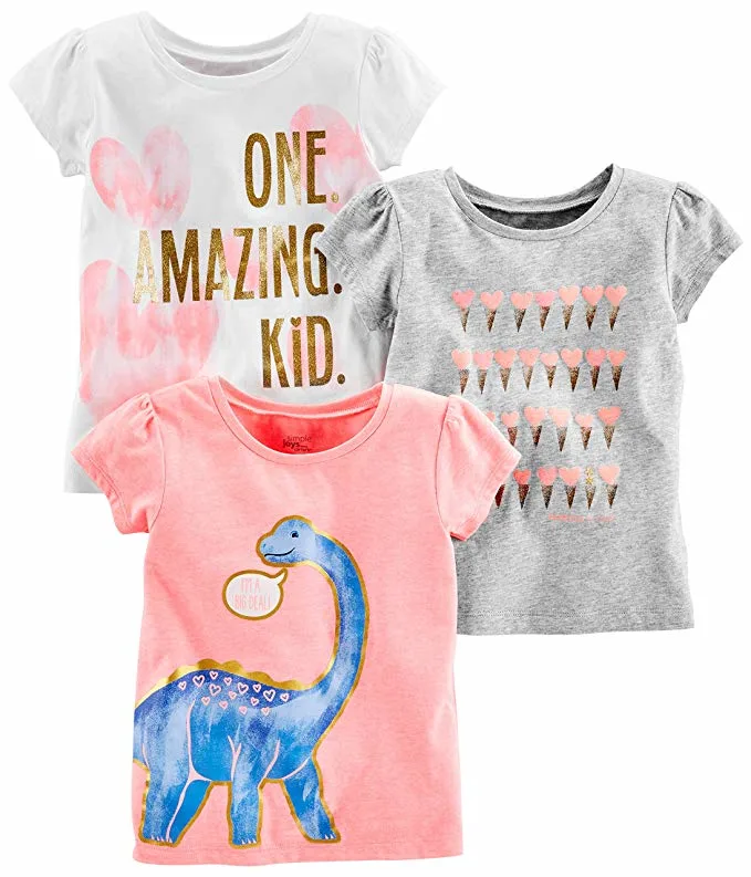 Toddler Girls′ 3-Pack Short-Sleeve Graphic Tees