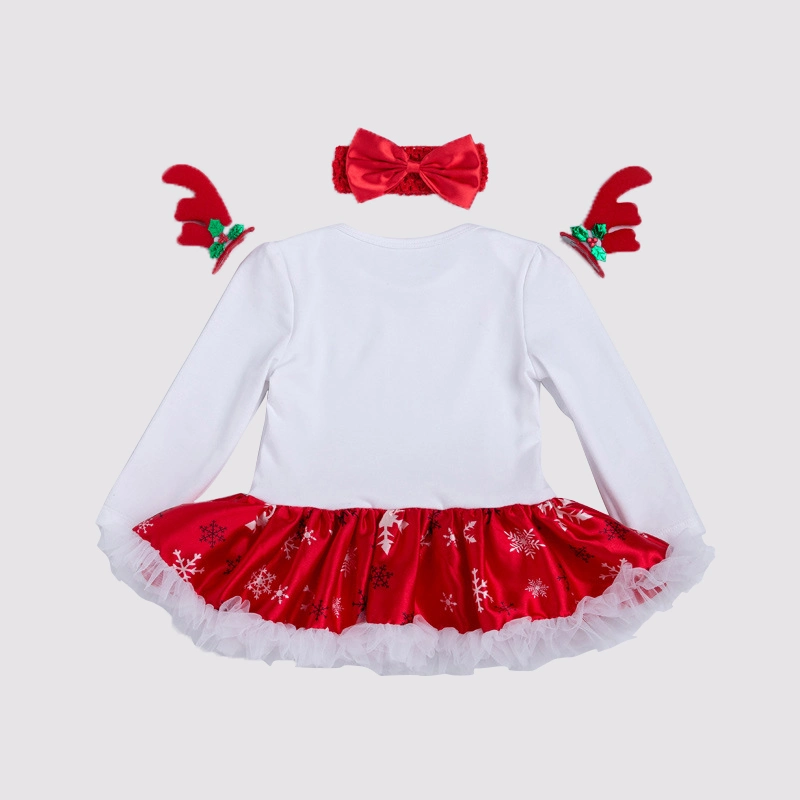 2022 Autumn and Winter New Children′s Wear Girls Dress Christmas Children Baby Big Children Sweater Elk Snowflake Dress