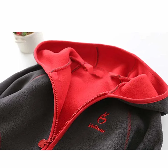 Kids Polar Fleece Jacket Hooded Long Sleeve Coat Zip up Outerwear