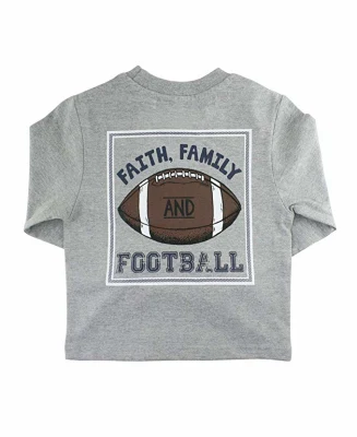 Little Baby Clothes Футболка с южным карманом и южным карманом для мальчиков Faith, Family Football Signature